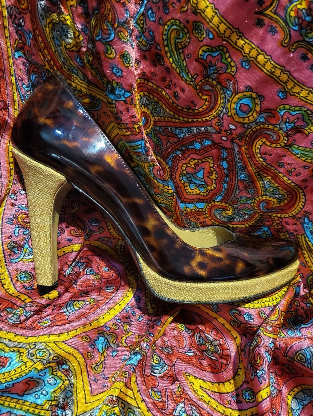 Stuart Weitzman Tortoiseshell Patent Leather High Heel Shoes Women's Size 5